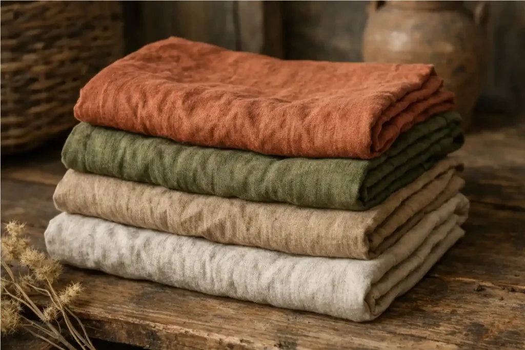 Natural linen fabrics for curtains